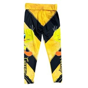 Tweety Bird Leggings Cartoon Character Yellow‎ Black Print Funky Size S